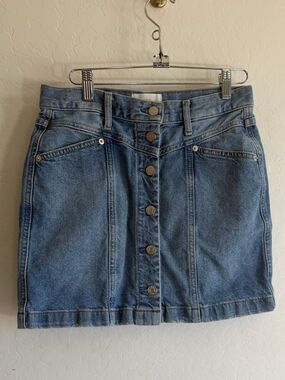 RAILS Denim Button Front High Waist Mini Skirt Medium Wash 26